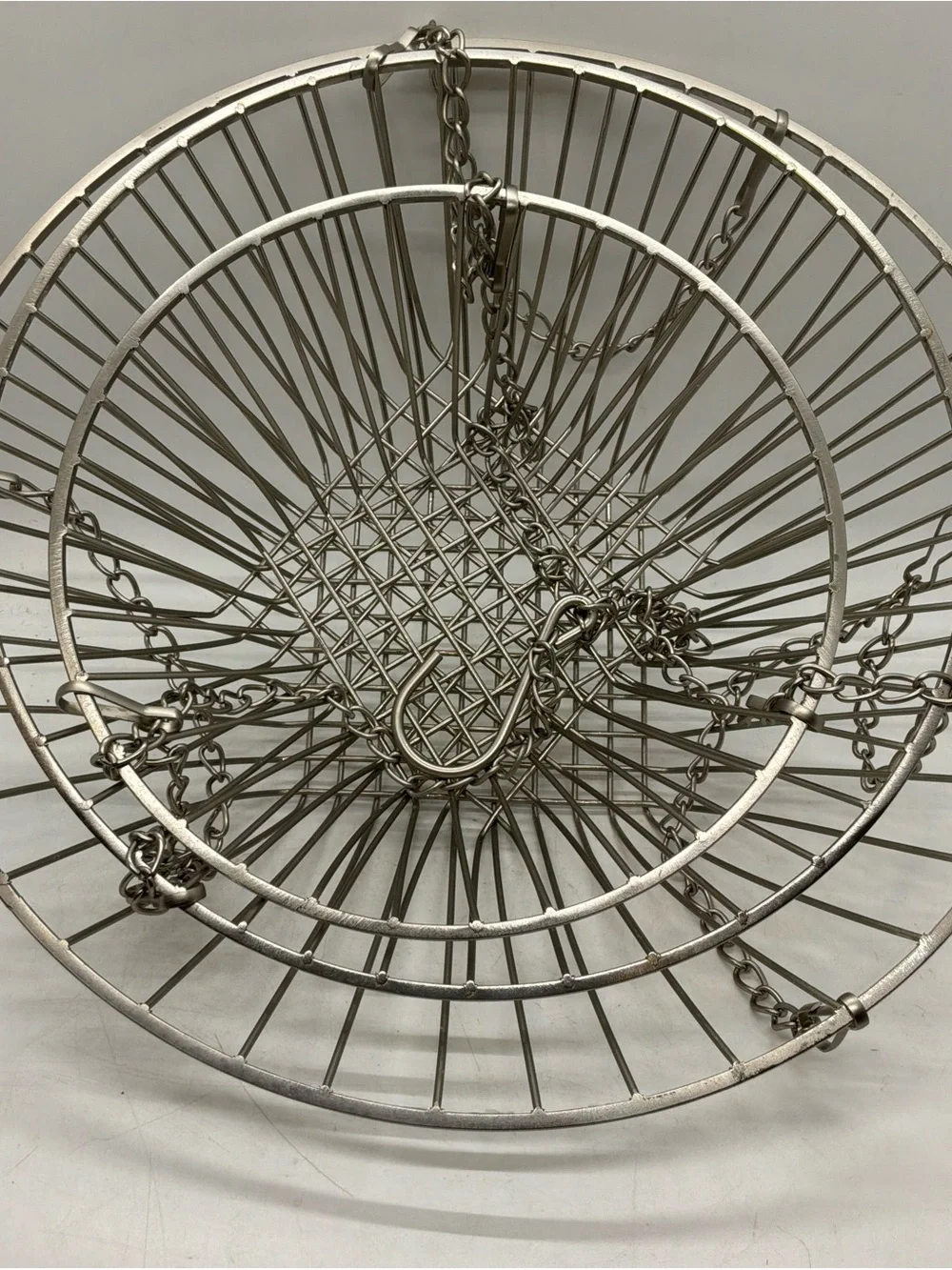 Hanging Sliver Wire Basket Cottagecore Farmhouse Kitchen Storage-Three Tiered